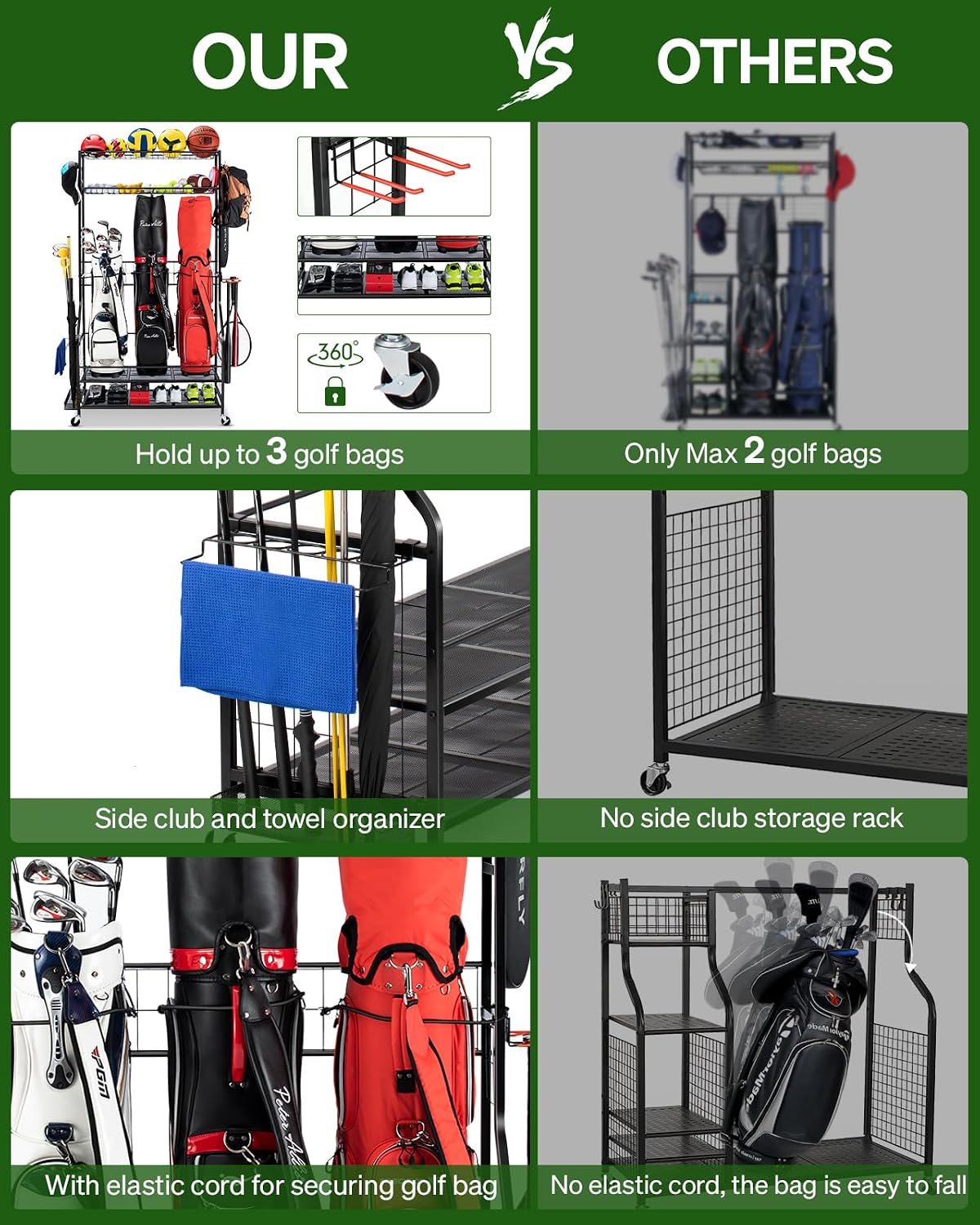 Golf Bag Storage Organizer Rac - đánh giá và giá Golf Equipment Organizer For Garage