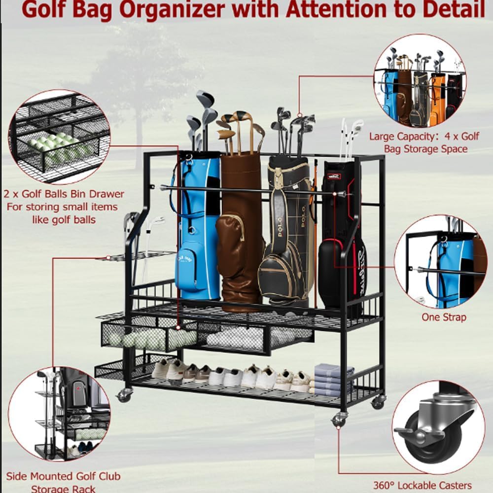 Golf Bag Storage Garage Organi - đánh giá và giá Golf Equipment Organizer For Garage
